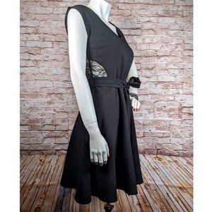 Monteau Womens A-Line Black Dress Lace Fit and Flare Lace Inserts SZ M NWT
